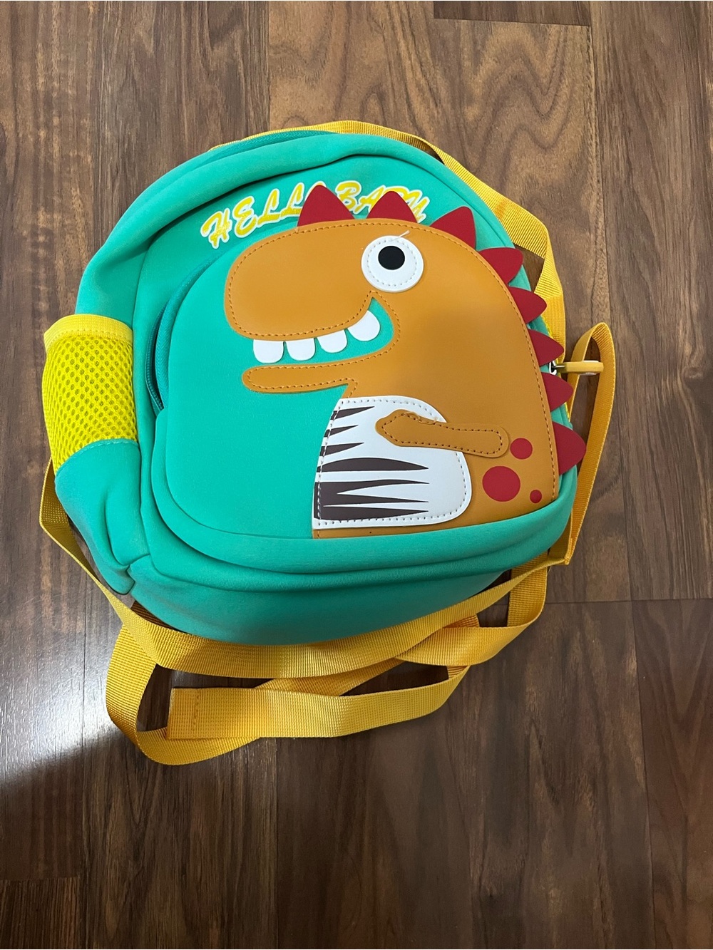 Kids Green & Yellow Dino Backpack -